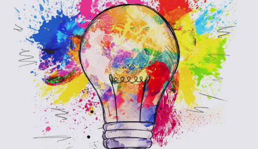 Illustrazione di una lampadina colorata con diverse sfumature