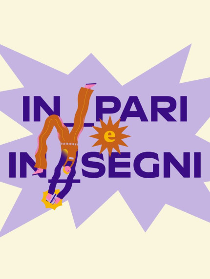 Testo "in_pari, in_segni" su sfondo colorato