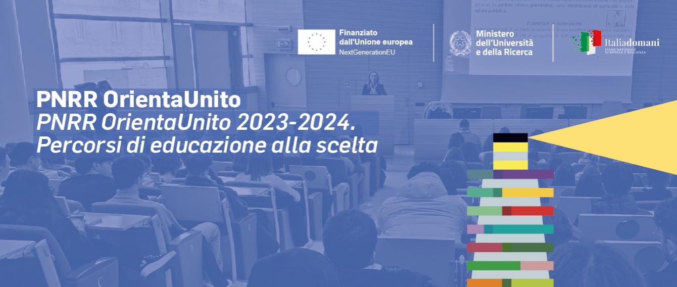 Immagine di un aula universitaria in cui è in corso una presentazione in tonalità blu