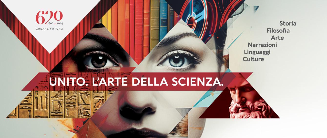 volto di donna con immagini relative alle arti