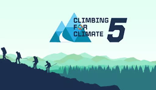Sagome di 4 scalatori che scalano una montagna, sullo sfondo colorato il logo dell'evento