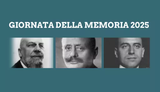 Foto dei volti dei matematici: G. Fano, G. Fubini, A. Terracini e B. Colombo.