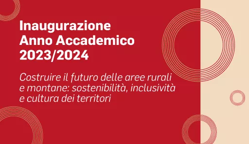 Cerimonia di Inaugurazione dell'Anno Accademico 2023/2024 Titolo dell'evento su sfondo colorato